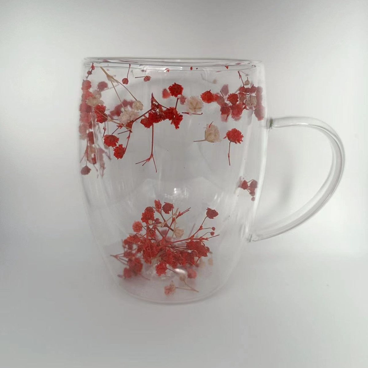 Real Flower Double Layer Glass Cup
