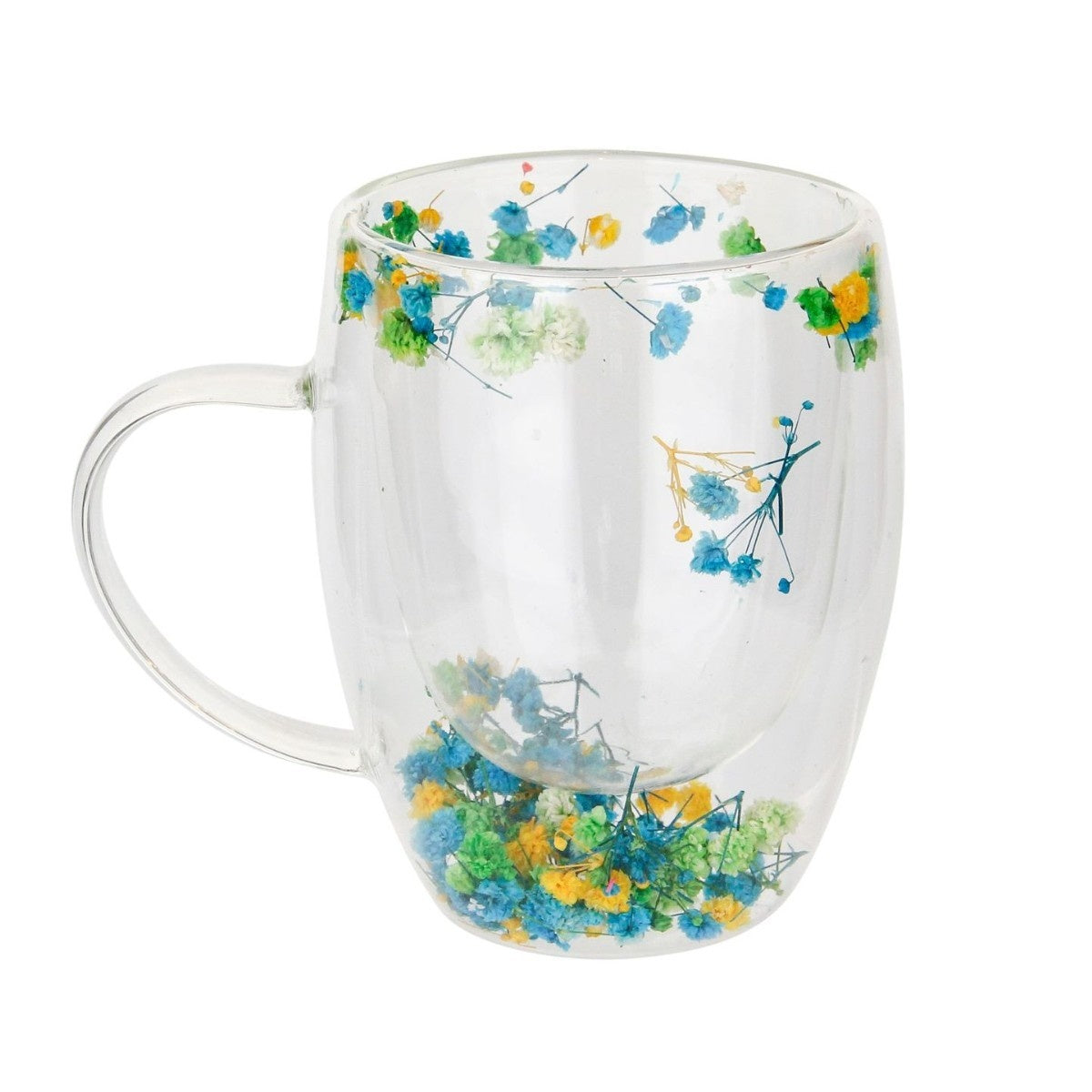 Real Flower Double Layer Glass Cup