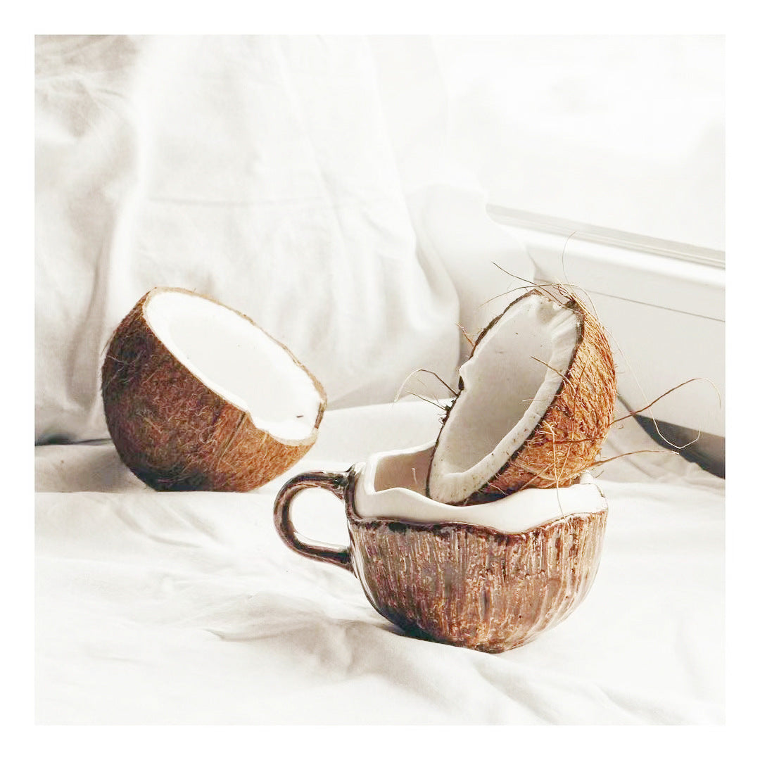 Vintage Hand-pinching  Ceramic Mark Coconut Cup
