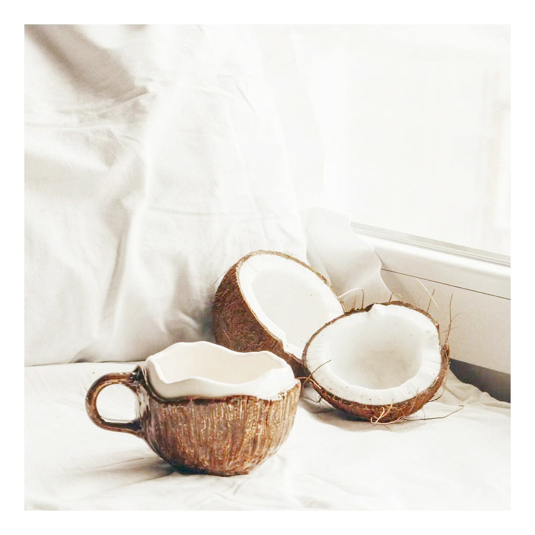 Vintage Hand-pinching  Ceramic Mark Coconut Cup