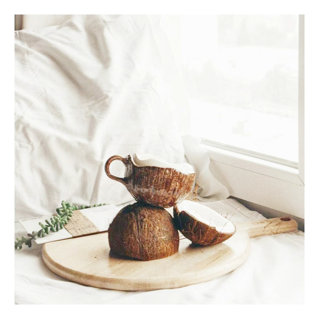 Vintage Hand-pinching  Ceramic Mark Coconut Cup
