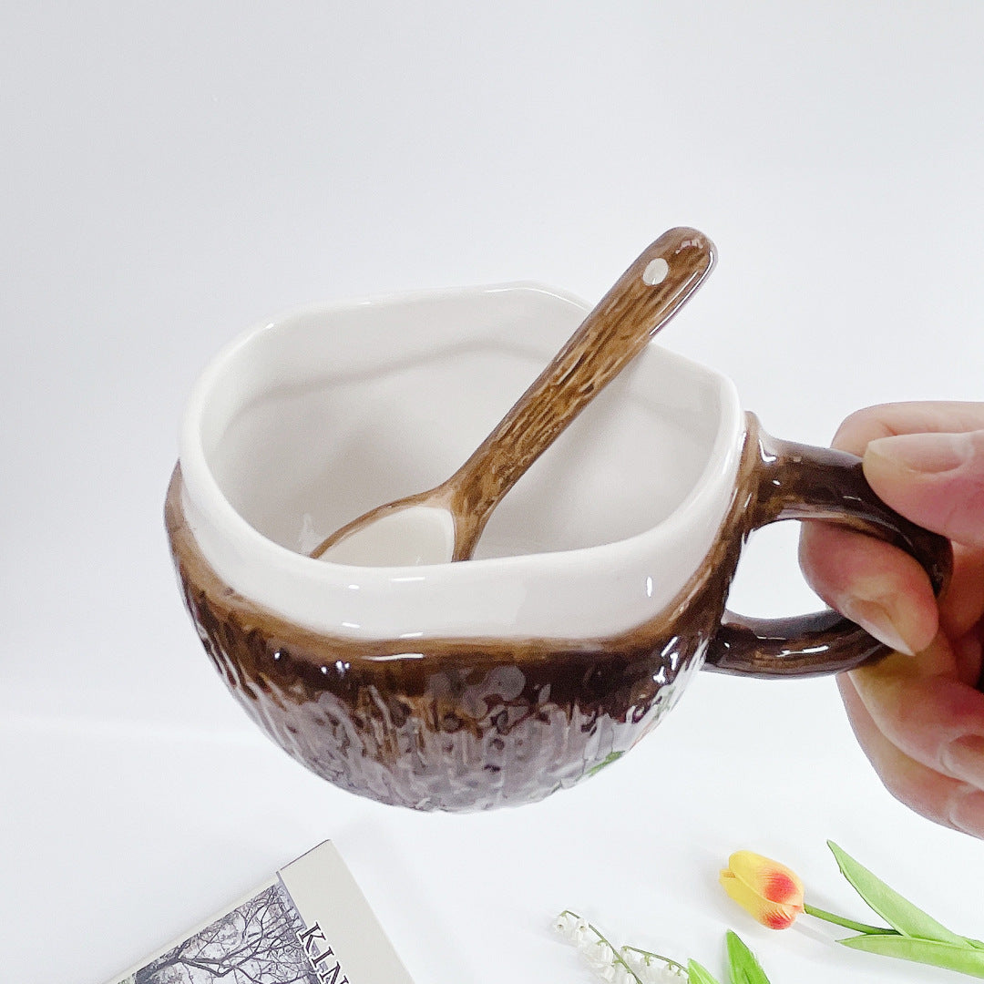 Vintage Hand-pinching  Ceramic Mark Coconut Cup